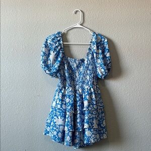 Floral Blue and White Romper